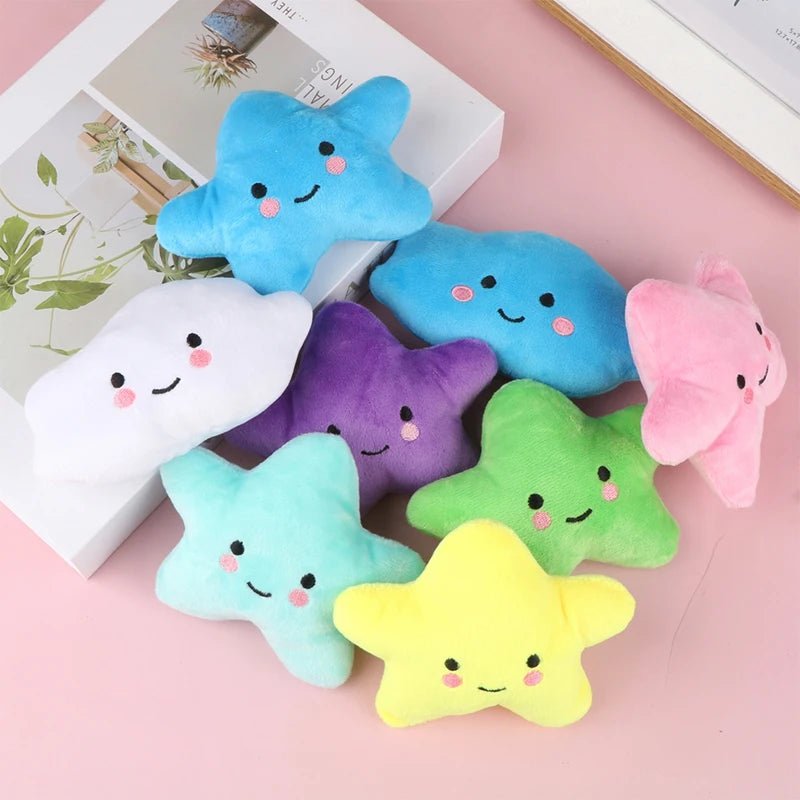 1 PACK Dog Plush Toys Mini Star Soft Plush Cloud Sounding Toy Colorful Plush Stuffed Doll Gift Pet Dog Toy - Furbury