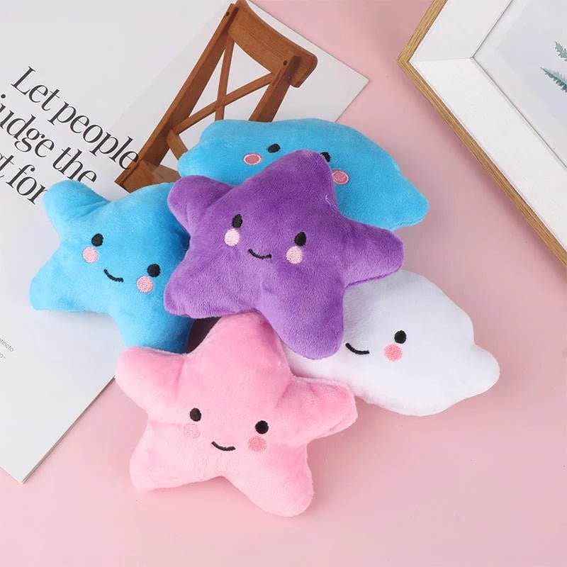 1 PACK Dog Plush Toys Mini Star Soft Plush Cloud Sounding Toy Colorful Plush Stuffed Doll Gift Pet Dog Toy - Furbury