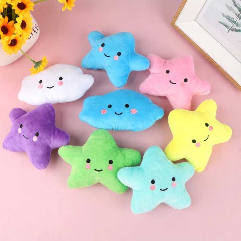 1 PACK Dog Plush Toys Mini Star Soft Plush Cloud Sounding Toy Colorful Plush Stuffed Doll Gift Pet Dog Toy - Furbury