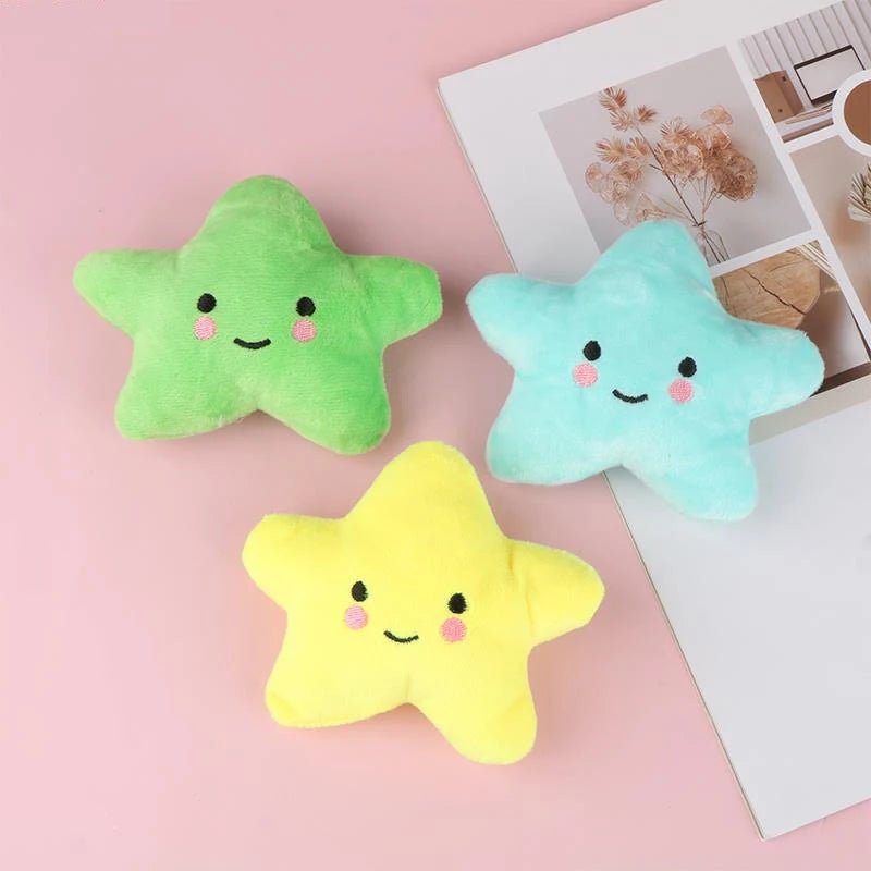 1 PACK Dog Plush Toys Mini Star Soft Plush Cloud Sounding Toy Colorful Plush Stuffed Doll Gift Pet Dog Toy - Furbury