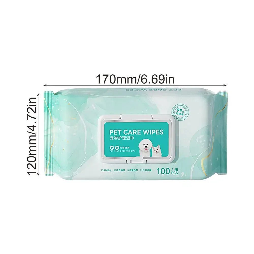 100 Sheets Pet Wipes Cat Dog Deodorant Moisturizing Cleaning Tear Stains Decomposition Odor Pure Water Safe Gentle Pet Supplies - Furbury