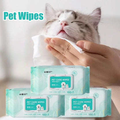 100 Sheets Pet Wipes Cat Dog Deodorant Moisturizing Cleaning Tear Stains Decomposition Odor Pure Water Safe Gentle Pet Supplies - Furbury