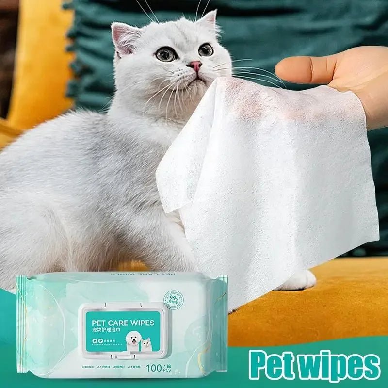 100 Sheets Pet Wipes Cat Dog Deodorant Moisturizing Cleaning Tear Stains Decomposition Odor Pure Water Safe Gentle Pet Supplies - Furbury