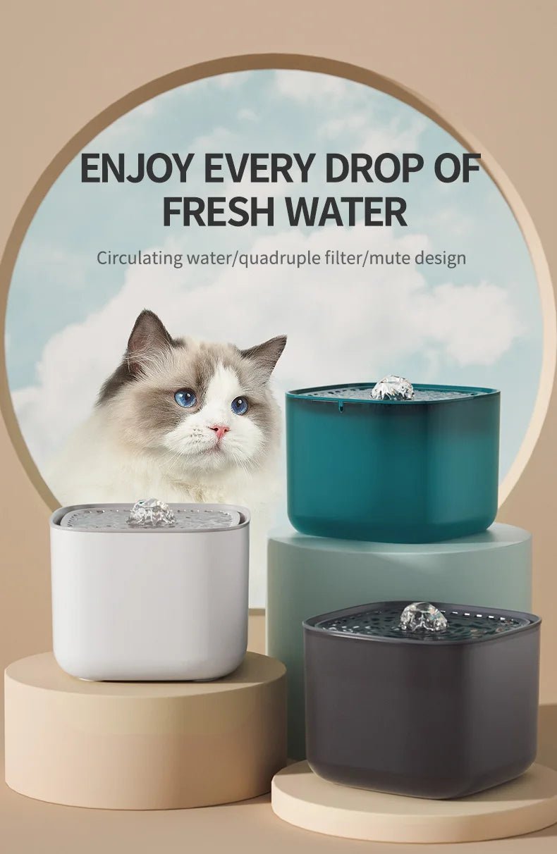 101oz/3L Pet Water Fountain Automatic Induction Circulating Filtering Cat Water Drinker USB Electric Mute Cats Water Dispenser - Furbury