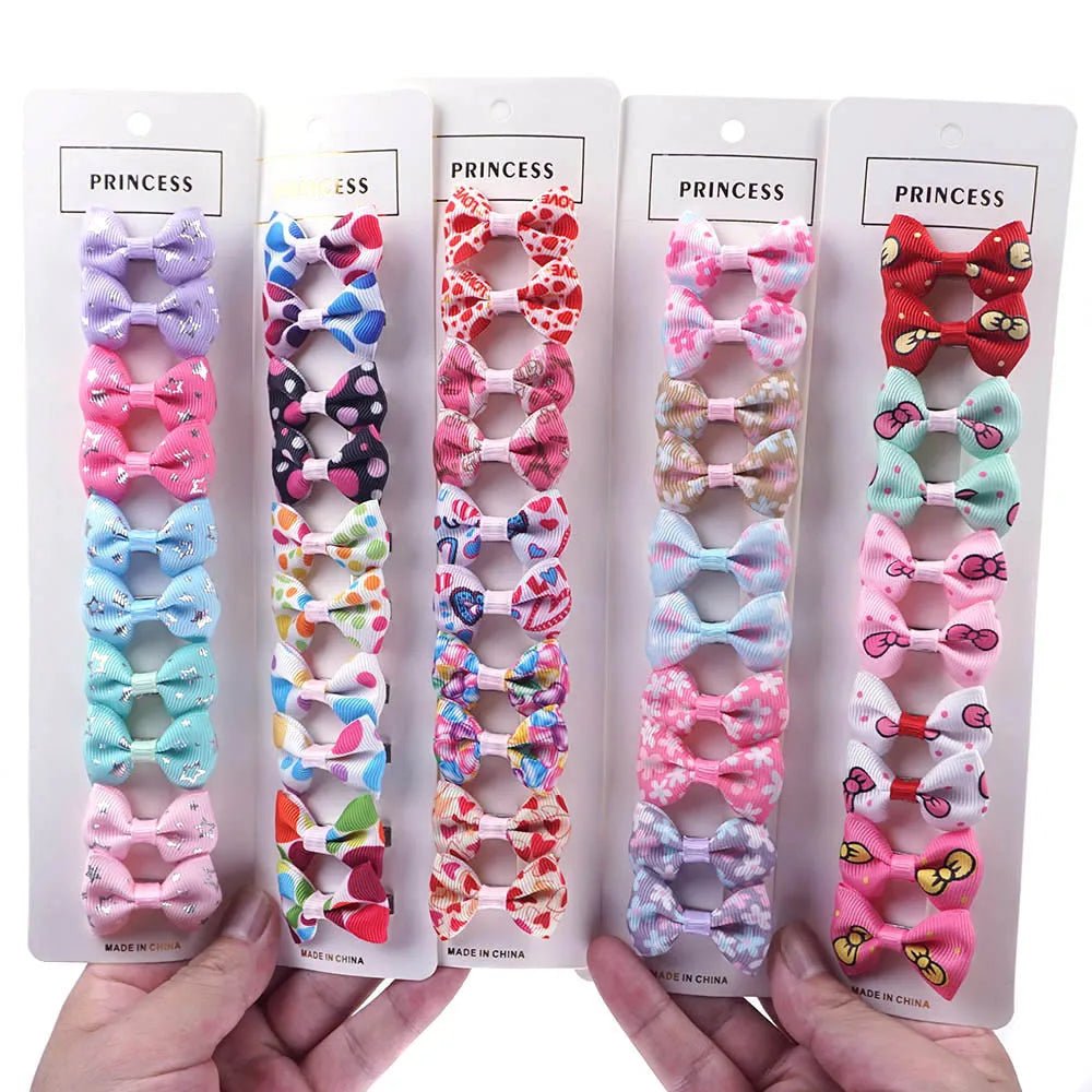 13 Kinds Of Style Dog Hair Bows Brand New Pet Grooming Accessories 10 Pcs/Lot Ribbon Bow With Alligator Clip Pet Christmas Gifts - Furbury