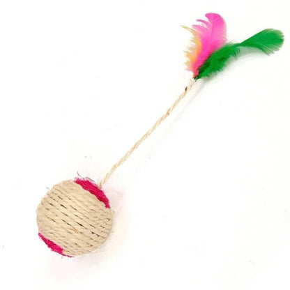 1Pc Cat Toy Sisal Scratching Ball Pet Cat Supplies Feather Toy Cat Toys Interactive Training Interactive Toy for Kitten - Furbury