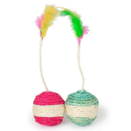 1Pc Cat Toy Sisal Scratching Ball Pet Cat Supplies Feather Toy Cat Toys Interactive Training Interactive Toy for Kitten - Furbury