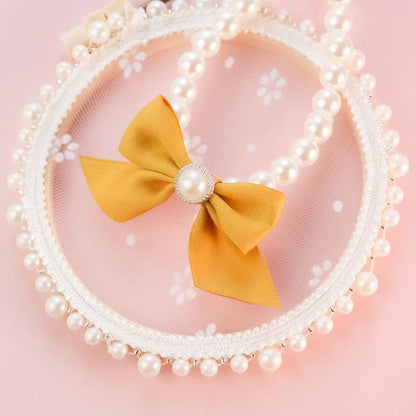 1Pcs New Pet Collar Pearl Bow Necklace Cat Jewelry Cute Collar Puppy Accessories Dog Chain Chihuahua Wedding Jewelry Stuff - Furbury