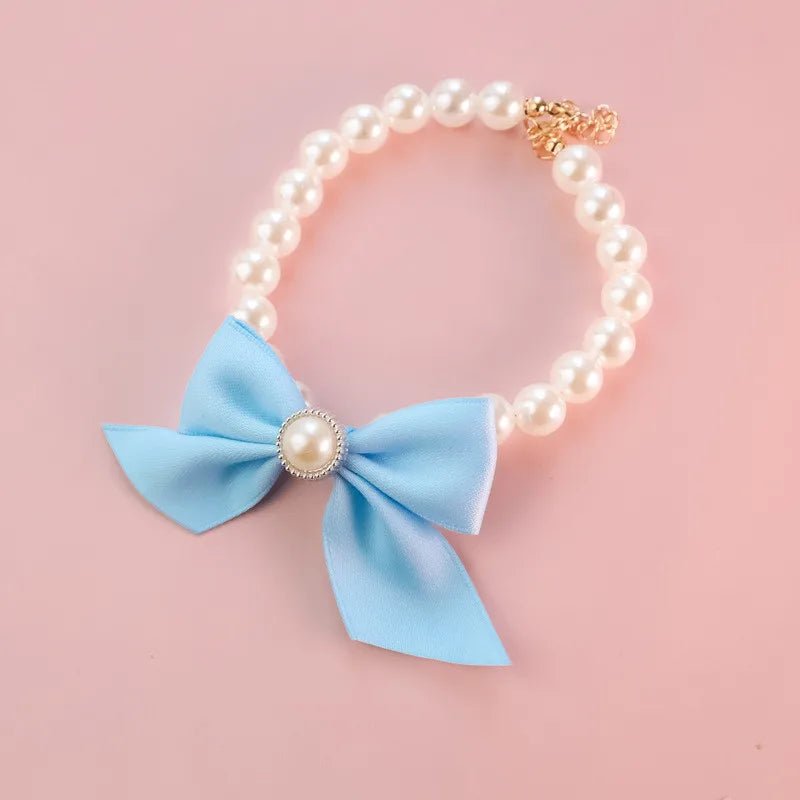 1Pcs New Pet Collar Pearl Bow Necklace Cat Jewelry Cute Collar Puppy Accessories Dog Chain Chihuahua Wedding Jewelry Stuff - Furbury