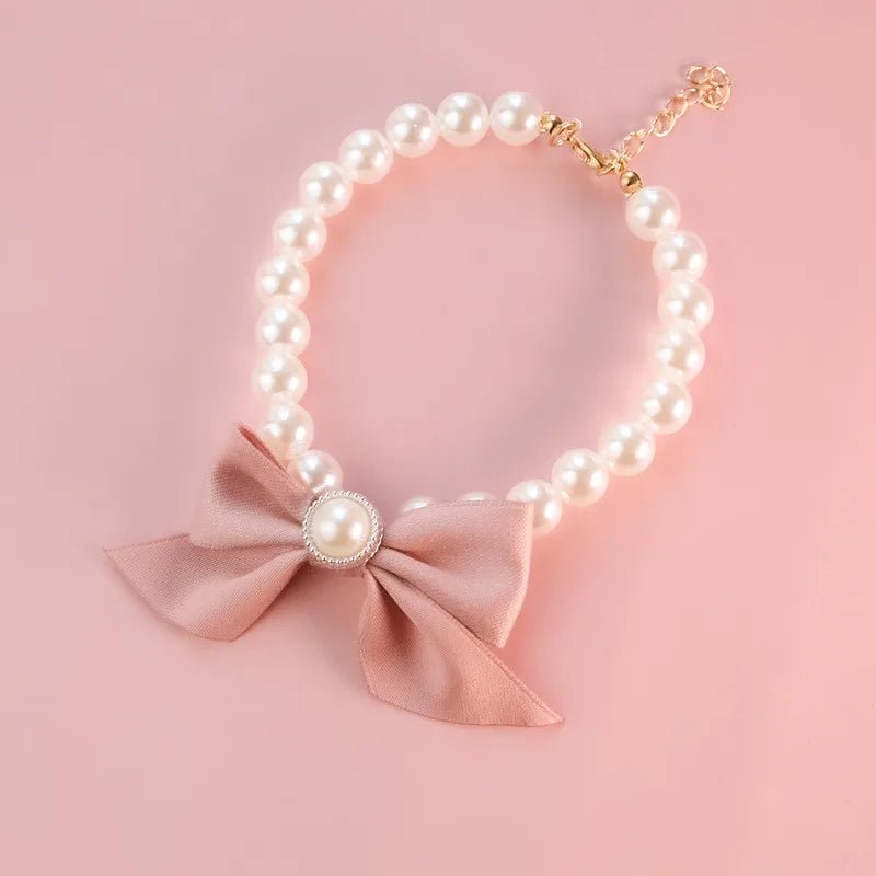 1Pcs New Pet Collar Pearl Bow Necklace Cat Jewelry Cute Collar Puppy Accessories Dog Chain Chihuahua Wedding Jewelry Stuff - Furbury