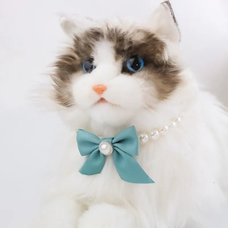 1Pcs New Pet Collar Pearl Bow Necklace Cat Jewelry Cute Collar Puppy Accessories Dog Chain Chihuahua Wedding Jewelry Stuff - Furbury