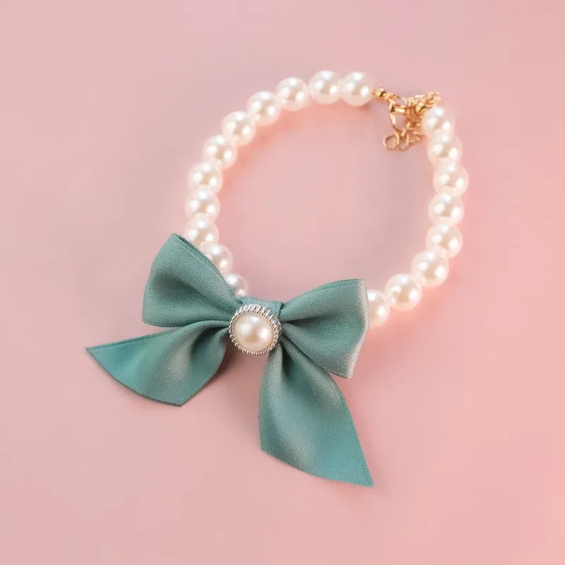 1Pcs New Pet Collar Pearl Bow Necklace Cat Jewelry Cute Collar Puppy Accessories Dog Chain Chihuahua Wedding Jewelry Stuff - Furbury