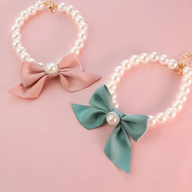 1Pcs New Pet Collar Pearl Bow Necklace Cat Jewelry Cute Collar Puppy Accessories Dog Chain Chihuahua Wedding Jewelry Stuff - Furbury