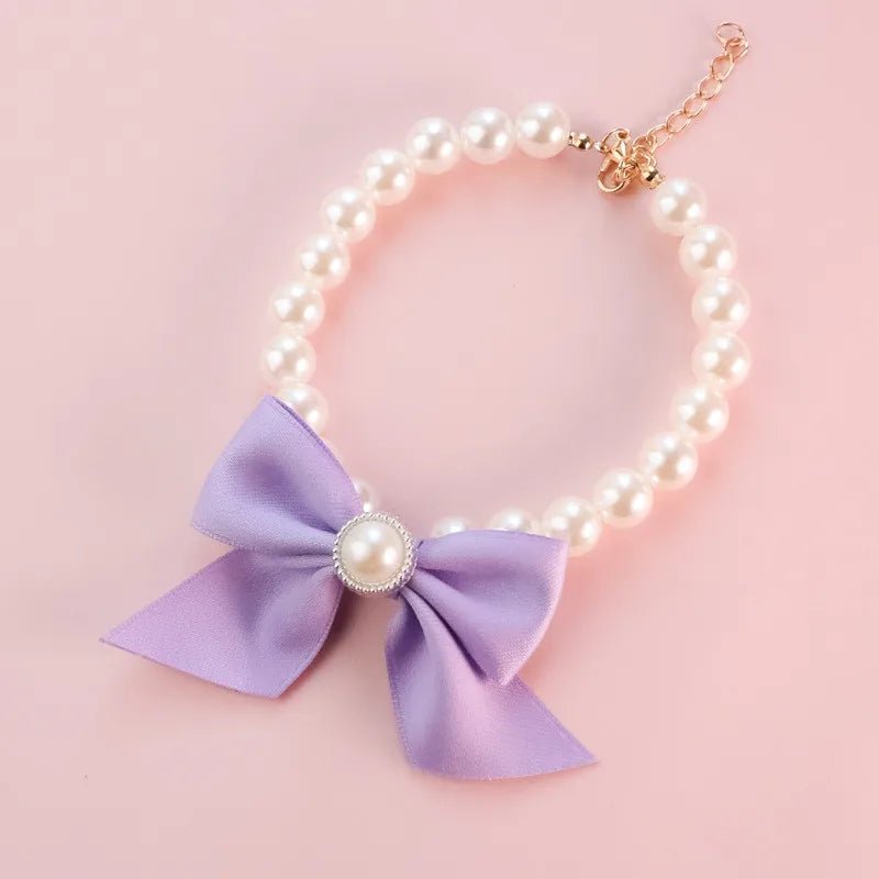 1Pcs New Pet Collar Pearl Bow Necklace Cat Jewelry Cute Collar Puppy Accessories Dog Chain Chihuahua Wedding Jewelry Stuff - Furbury