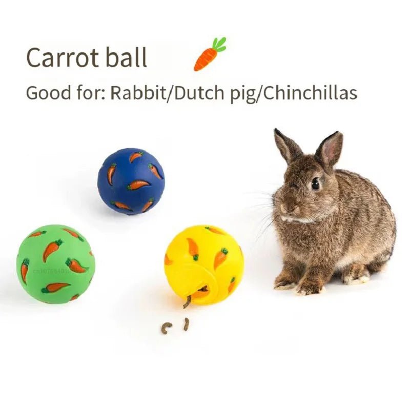 1Pcs Rabbit Treat Ball Pet Slow Feeder Interactive Bunny Toy Snack Toy Ball Bite Resistant Feeding Toys Ferret Kitty Hamster Toy - Furbury