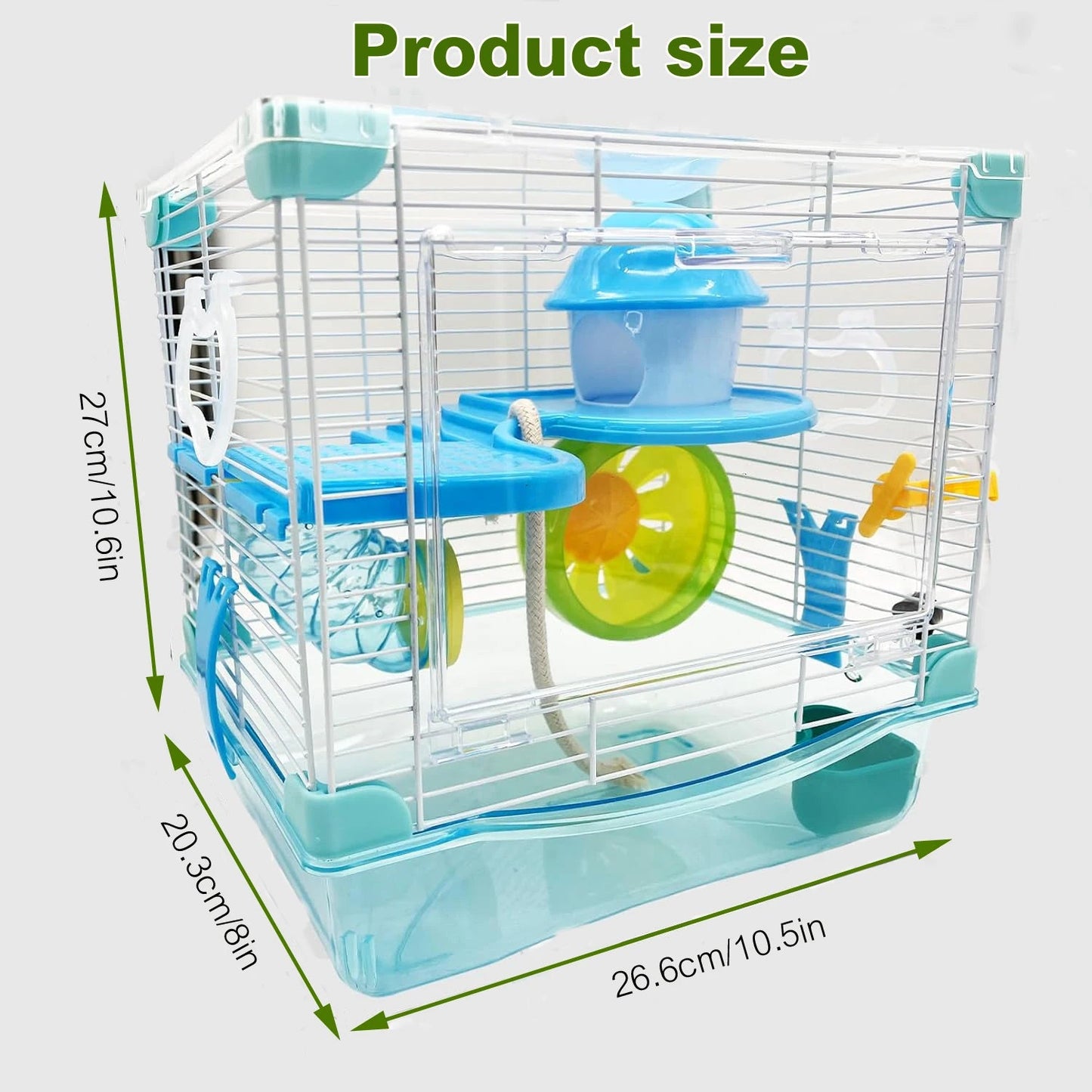 2 Layers Hamster Cage with Tubes Mouse Cage with Accessories Water Bottle Food Dish Transparent Hamster Habitat with Exercise Wh - Furbury