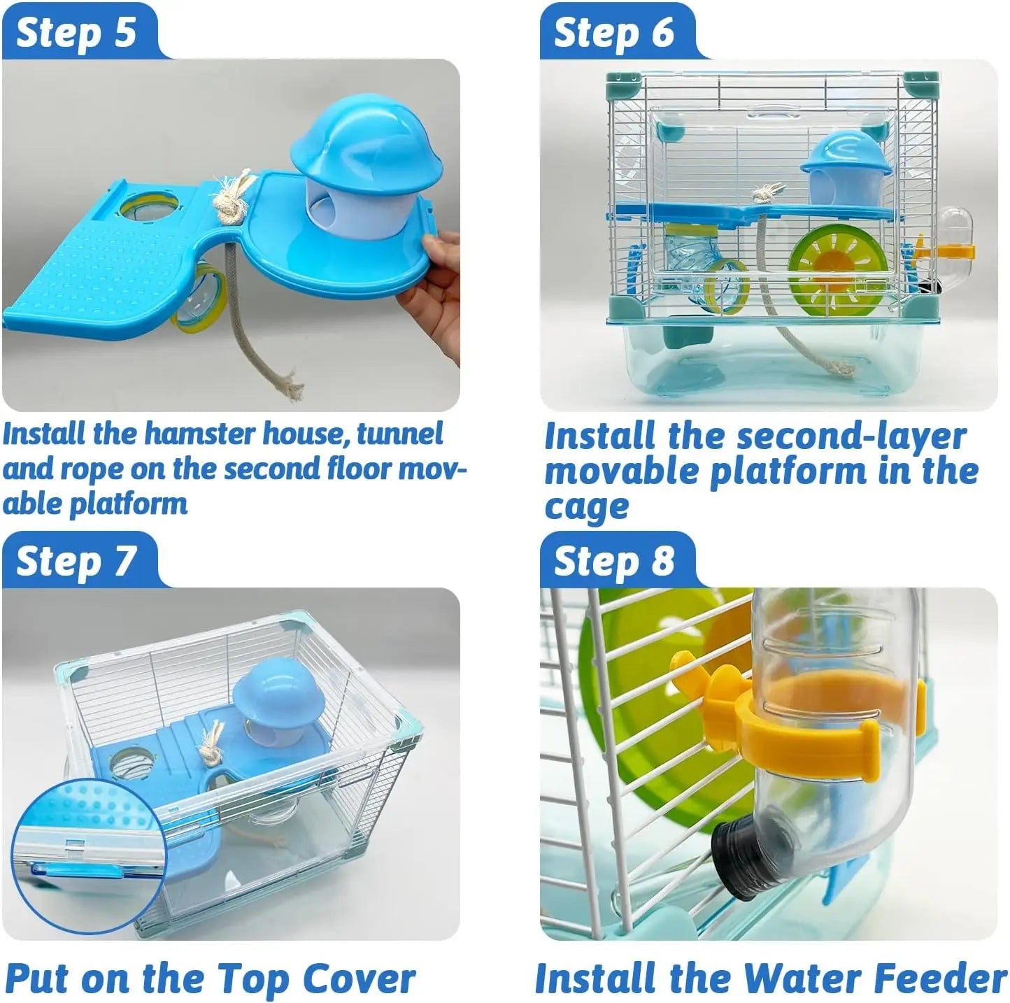 2 Layers Hamster Cage with Tubes Mouse Cage with Accessories Water Bottle Food Dish Transparent Hamster Habitat with Exercise Wh - Furbury