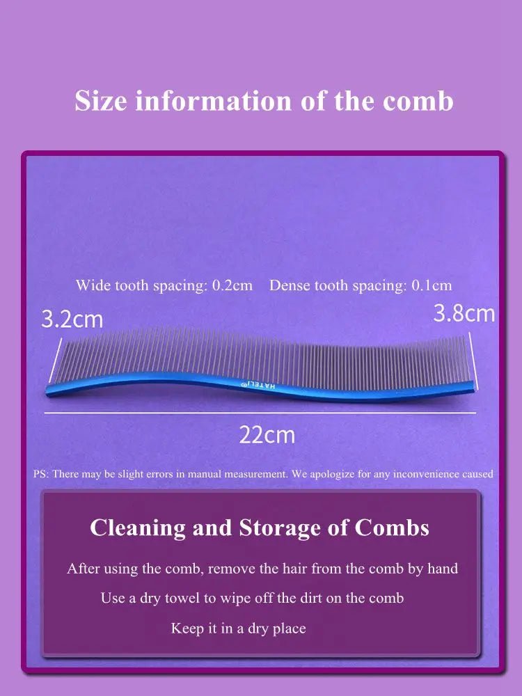 22cm Pet S Type Comb Professional Stainless Steel Pet Grooming Comb Dense Sparse Teeth Dog Cat Cleaning Brush Hair Reemoval Comb - Furbury