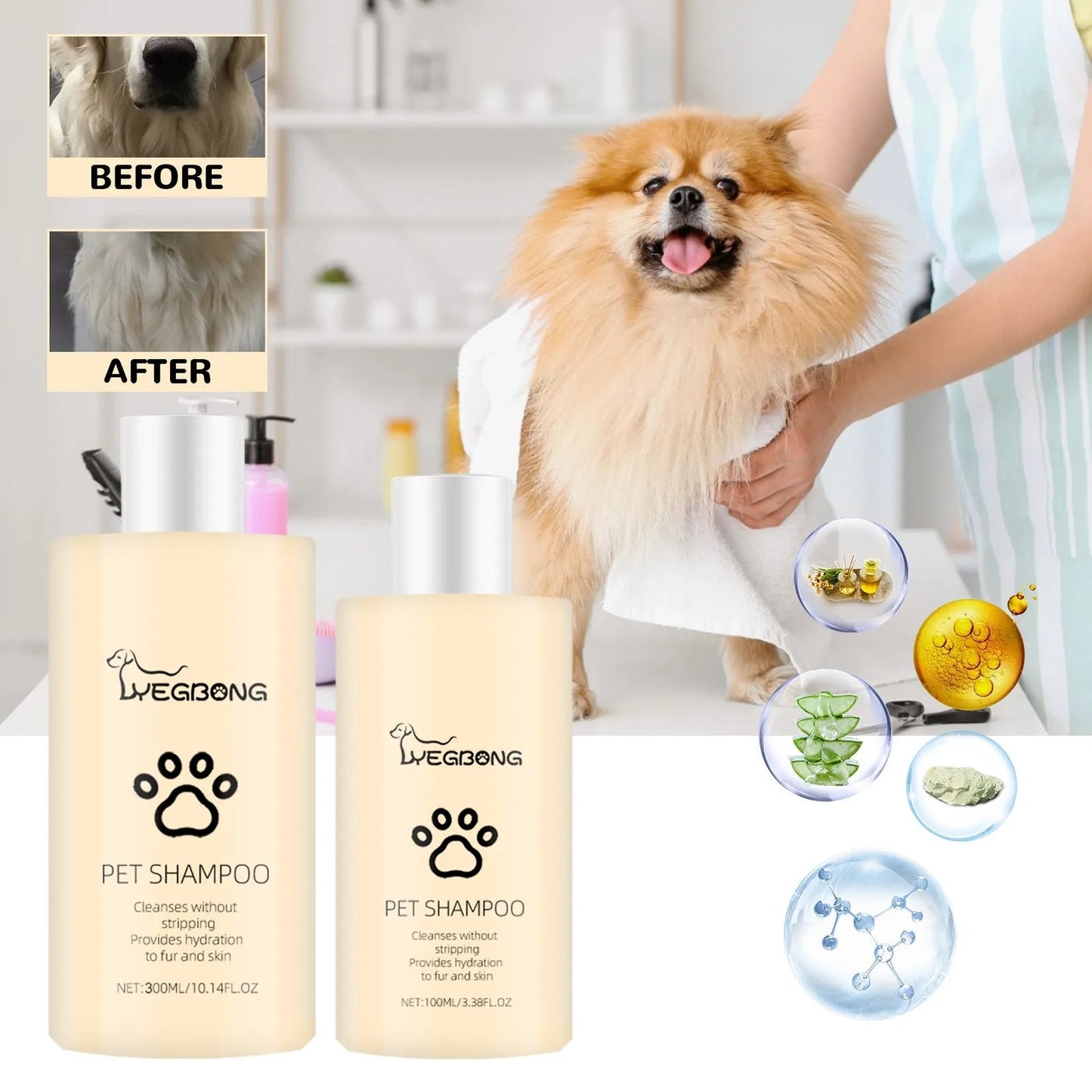 300ml Pet Shampoo Dog Shampoo And Coat Wash For Hydrating Cleansing And Adding To Pet Hair - Furbury