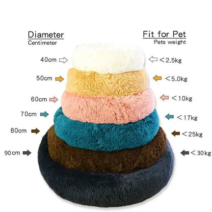 40 - 90cm Round Pet Bed for Large Dog Bed Super Soft Cat Bed Long Plush Dog House for Medium Dog House Winter Warm Sleeping - Furbury