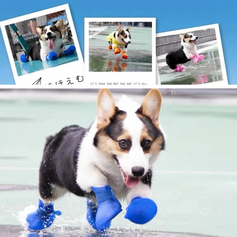 4Pcs Pet WaterProof Rainshoe Anti - slip Rubber Boot For Small Medium Large Dogs Cats Outdoor Shoe Dog Ankle Boots Pet Accessories - Furbury