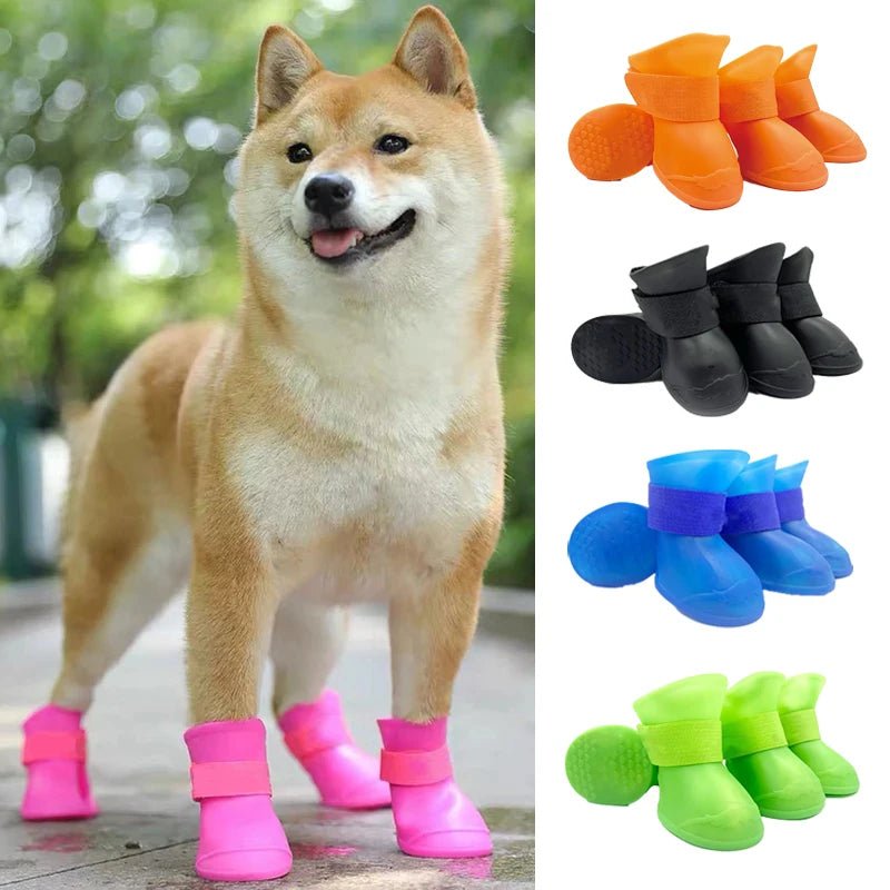 4Pcs Pet WaterProof Rainshoe Anti - slip Rubber Boot For Small Medium Large Dogs Cats Outdoor Shoe Dog Ankle Boots Pet Accessories - Furbury