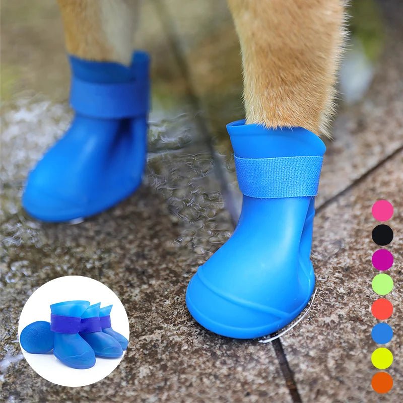 4Pcs Pet WaterProof Rainshoe Anti - slip Rubber Boot For Small Medium Large Dogs Cats Outdoor Shoe Dog Ankle Boots Pet Accessories - Furbury