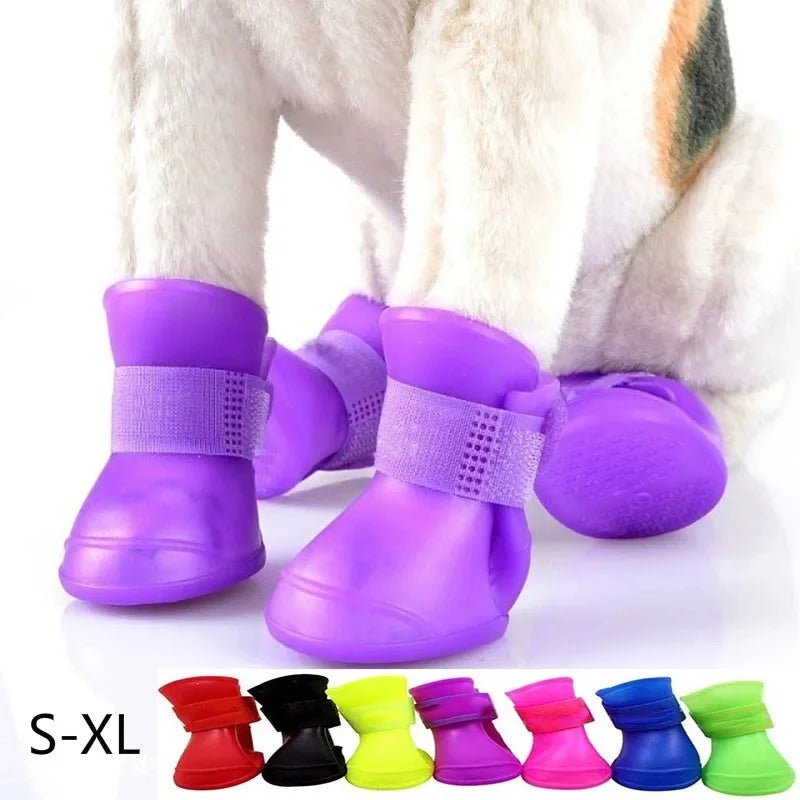 4Pcs Pet WaterProof Rainshoe Anti - slip Rubber Boot For Small Medium Large Dogs Cats Outdoor Shoe Dog Ankle Boots Pet Accessories - Furbury