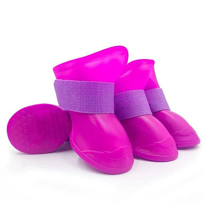 4Pcs Pet WaterProof Rainshoe Anti - slip Rubber Boot For Small Medium Large Dogs Cats Outdoor Shoe Dog Ankle Boots Pet Accessories - Furbury