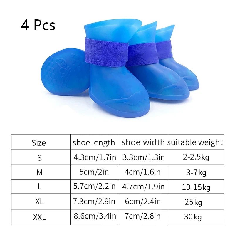 4Pcs Pet WaterProof Rainshoe Anti - slip Rubber Boot For Small Medium Large Dogs Cats Outdoor Shoe Dog Ankle Boots Pet Accessories - Furbury