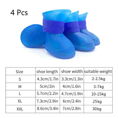 4Pcs Pet WaterProof Rainshoe Anti - slip Rubber Boot For Small Medium Large Dogs Cats Outdoor Shoe Dog Ankle Boots Pet Accessories - Furbury