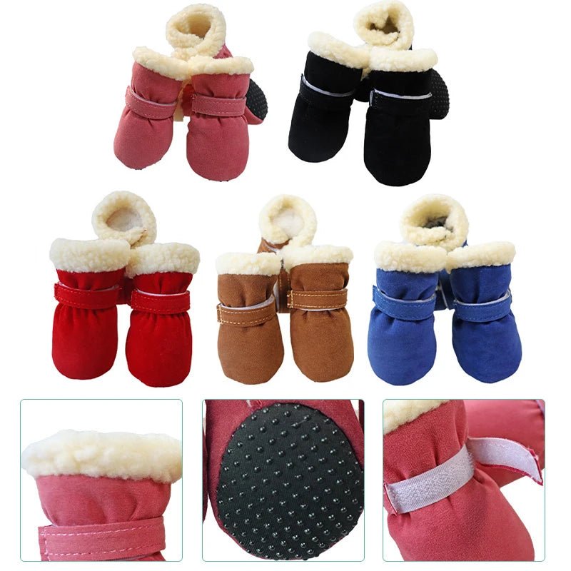 4pcs Winter Dog Shoes Waterproof Shoes For Medium Dogs Winter Boots For Small Dogs Warm Chihuahua Teeth Puppy Socks Yorkshire - Furbury