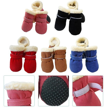 4pcs Winter Dog Shoes Waterproof Shoes For Medium Dogs Winter Boots For Small Dogs Warm Chihuahua Teeth Puppy Socks Yorkshire - Furbury