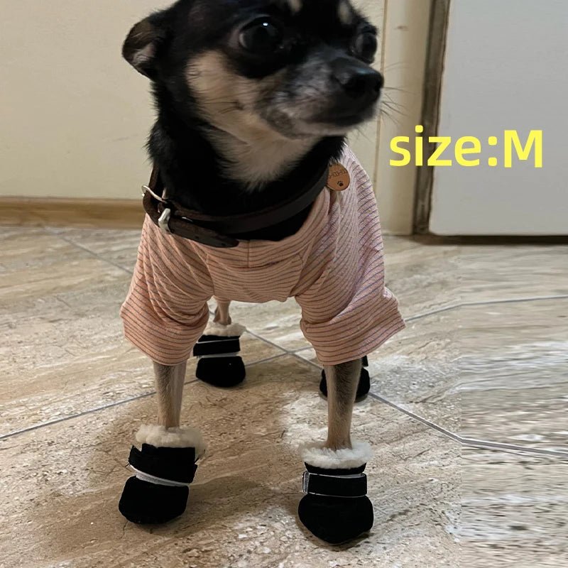 4pcs Winter Dog Shoes Waterproof Shoes For Medium Dogs Winter Boots For Small Dogs Warm Chihuahua Teeth Puppy Socks Yorkshire - Furbury