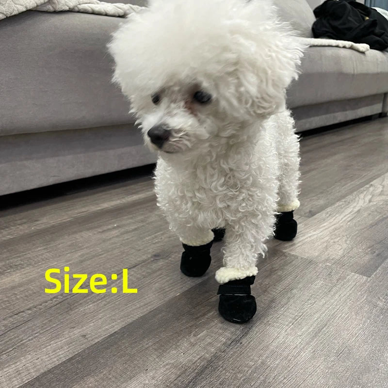 4pcs Winter Dog Shoes Waterproof Shoes For Medium Dogs Winter Boots For Small Dogs Warm Chihuahua Teeth Puppy Socks Yorkshire - Furbury