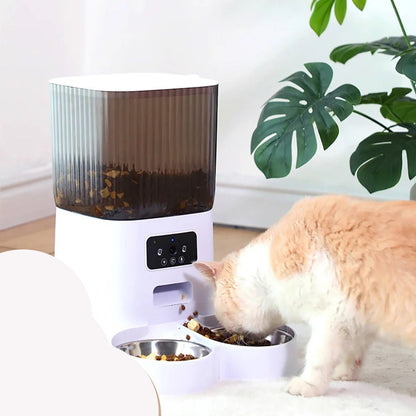 5L Double Bowls Smart Automatic Cat Feeder With Camera Cat Dry Food Video Dispenser Pet Smart Voice Recorder Auto Feeder For Dog - Furbury