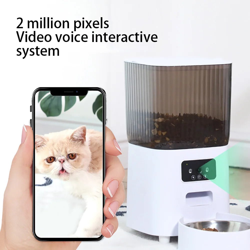 5L Double Bowls Smart Automatic Cat Feeder With Camera Cat Dry Food Video Dispenser Pet Smart Voice Recorder Auto Feeder For Dog - Furbury