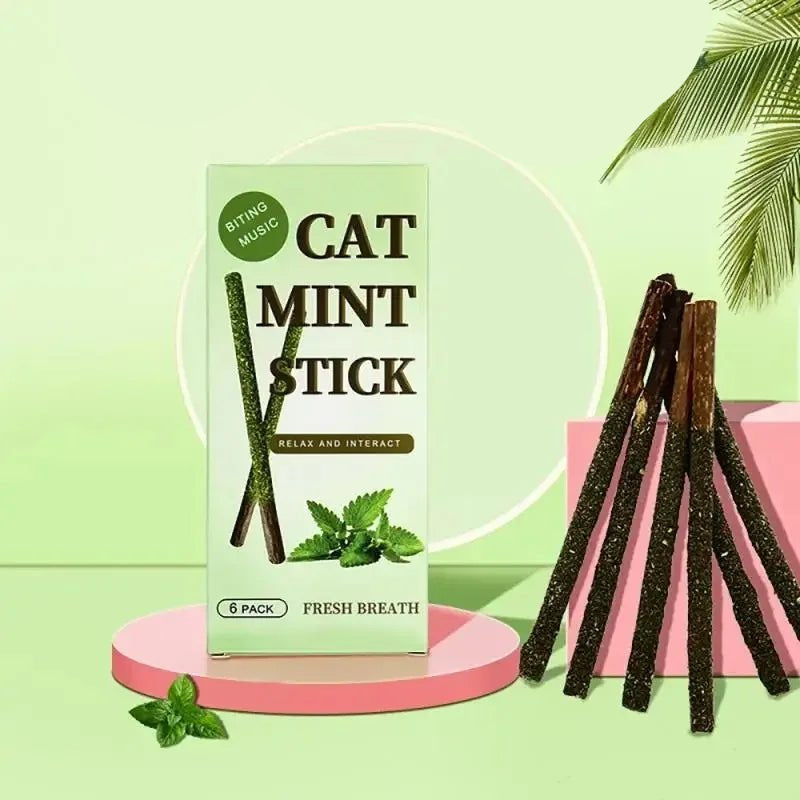 6pcs Natural Matatabi Cat Stick Mint Caught Bite Excited Rods Silvervine For Cat Teeth Cleaning Treating Pet Supply Cat Toys - Furbury