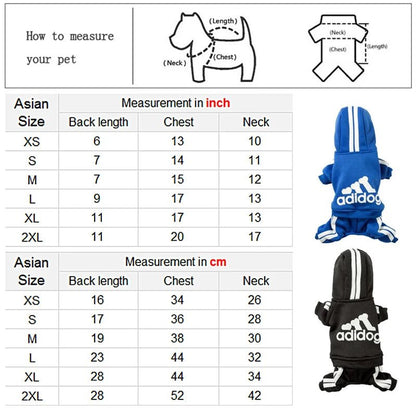 Adidog Clothes Dog Jumpsuit Warm Puppy Pet Clothes For Dog Hoodies Sweatshirt Yorkie French Bulldog Clothing For Dog Coat Jacket - Furbury