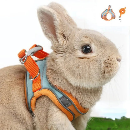 Adjustable Bunny Harness and Leash Set Double Buckle with Reflective Strips Rabbit Vest Pets Stuff Suitable for Rabbit Walks - Furbury