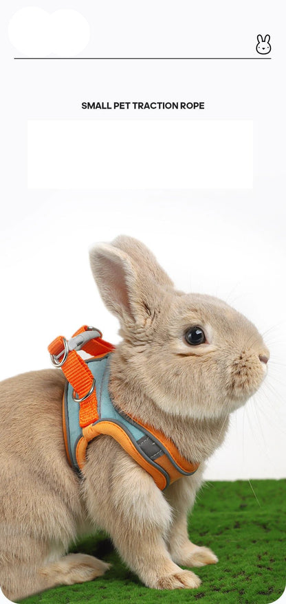 Adjustable Bunny Harness and Leash Set Double Buckle with Reflective Strips Rabbit Vest Pets Stuff Suitable for Rabbit Walks - Furbury