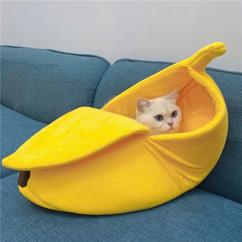 Banana Shaped Pet Bedding Comfortable Cat Nest Mat Winter Cushion Warm Soft Funny Kitten Sleeping Bag Cute Cozy Dog Accessories - Furbury