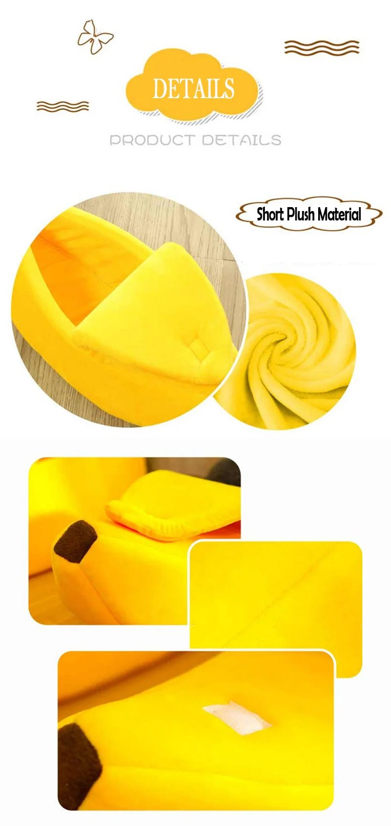 Banana Shaped Pet Bedding Comfortable Cat Nest Mat Winter Cushion Warm Soft Funny Kitten Sleeping Bag Cute Cozy Dog Accessories - Furbury