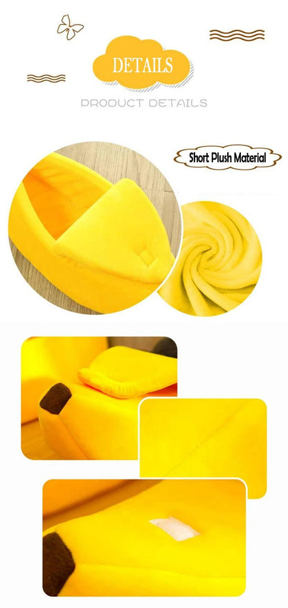 Banana Shaped Pet Bedding Comfortable Cat Nest Mat Winter Cushion Warm Soft Funny Kitten Sleeping Bag Cute Cozy Dog Accessories - Furbury