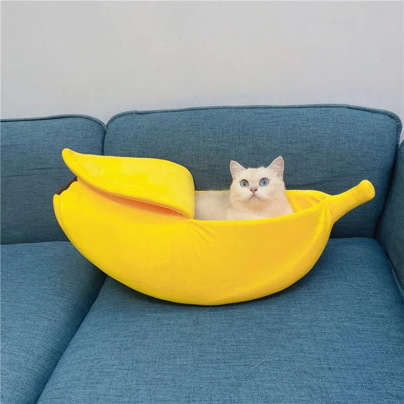 Banana Shaped Pet Bedding Comfortable Cat Nest Mat Winter Cushion Warm Soft Funny Kitten Sleeping Bag Cute Cozy Dog Accessories - Furbury