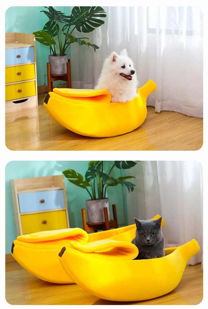 Banana Shaped Pet Bedding Comfortable Cat Nest Mat Winter Cushion Warm Soft Funny Kitten Sleeping Bag Cute Cozy Dog Accessories - Furbury