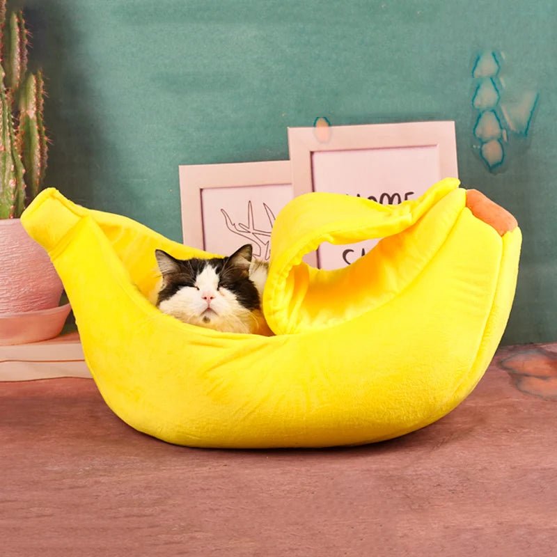 Banana Shaped Pet Bedding Comfortable Cat Nest Mat Winter Cushion Warm Soft Funny Kitten Sleeping Bag Cute Cozy Dog Accessories - Furbury