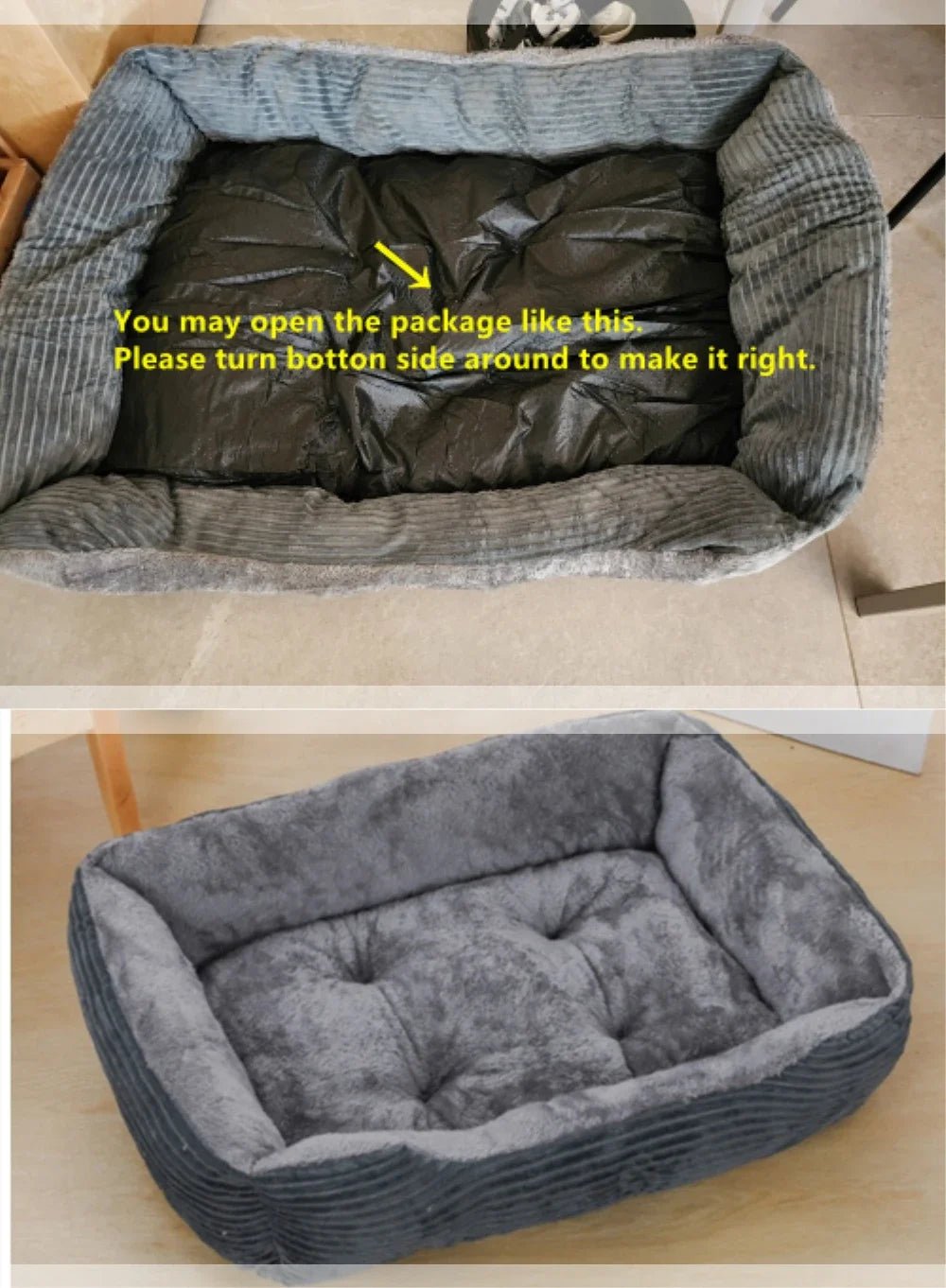 Bed for Dog Cat Pet Square Plush Kennel Medium Small Dog Sofa Bed Cushion Pet Calming Dog Bed House Pet Supplies Accessories - Furbury