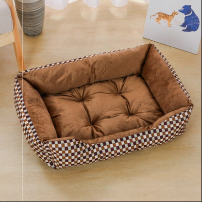 Bed for Dog Cat Pet Square Plush Kennel Medium Small Dog Sofa Bed Cushion Pet Calming Dog Bed House Pet Supplies Accessories - Furbury