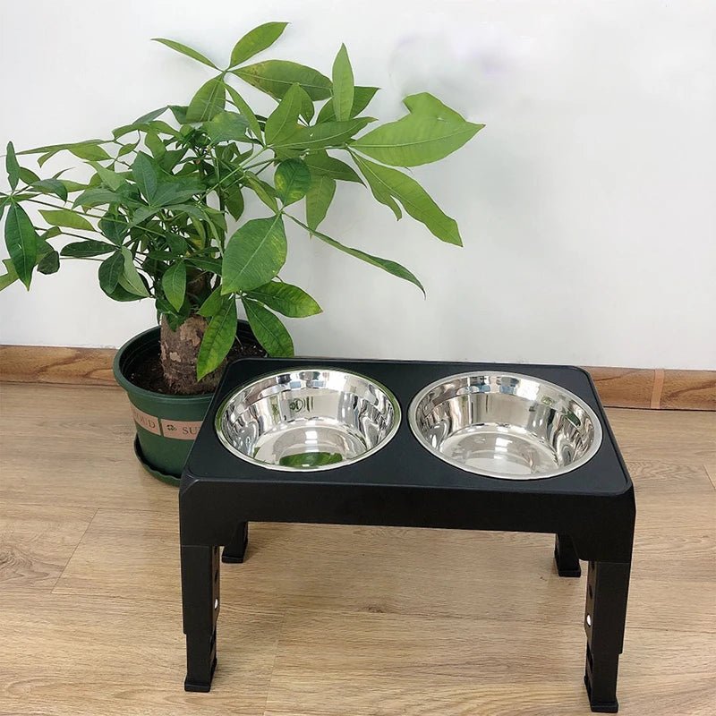 BOOTEELY Elevated Dog Feeder Bowls Adjustable Raised Stand with Double Stainless Steel Food Water Bowls Small Medium Large Dogs - Furbury